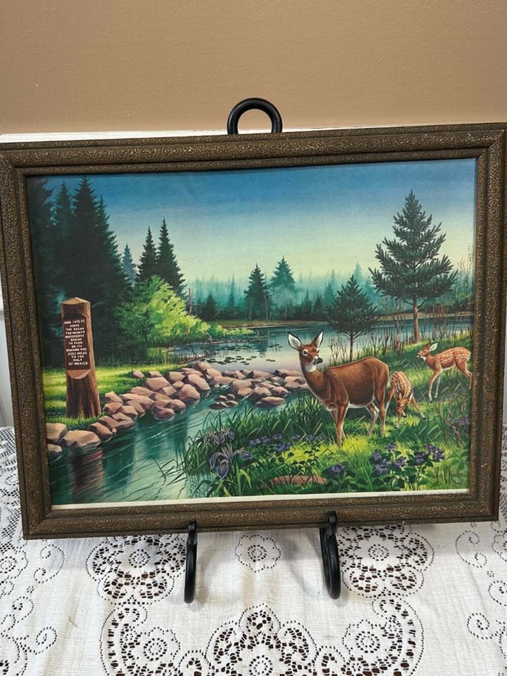 Vintage Les Kouba Headwaters of the Mississippi Framed Litho